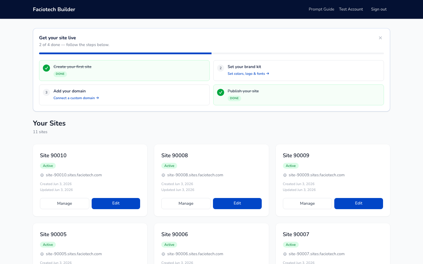 Builder dashboard