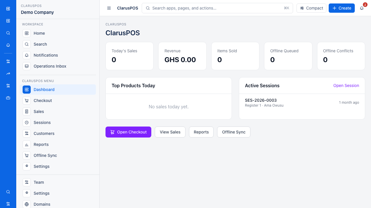 Open the POS dashboard